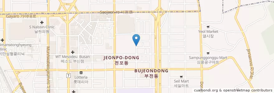 Mapa de ubicacion de 아뜰리에마카롱 en Corea Del Sud, Busan, 부산진구.