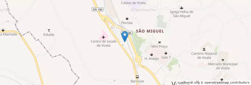 Mapa de ubicacion de Café da Estação de Vizela en البرتغال, المنطقة الشمالية (البرتغال), براغا, Ave, Vizela, Caldas De Vizela.
