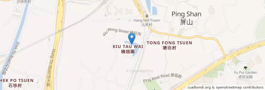 Mapa de ubicacion de 橋頭圍公廁 Kiu Tau Wai Public Toilet en China, Hong Kong, Guangdong, Wilayah Baru, 元朗區 Yuen Long District.