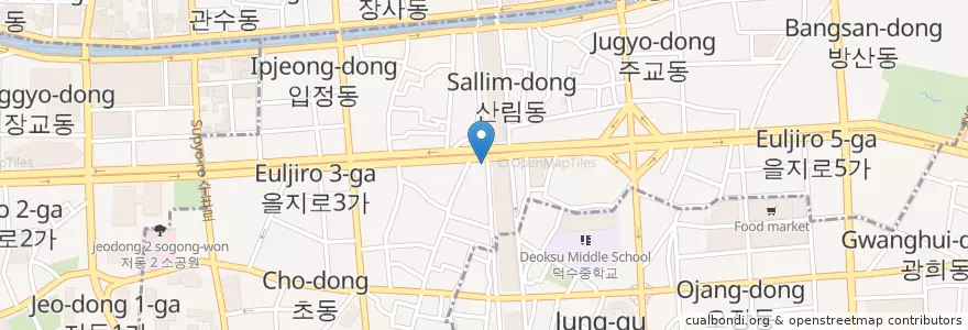 Mapa de ubicacion de   언노운핸즈 en Coreia Do Sul, Seul, 을지로동.