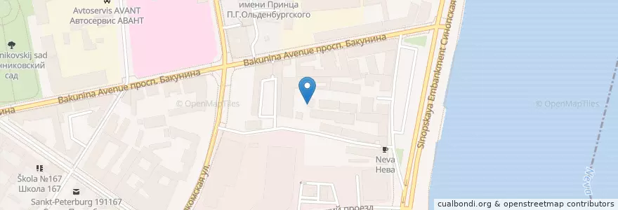 Mapa de ubicacion de Вег кафе en Russland, Föderationskreis Nordwest, Oblast Leningrad, Sankt Petersburg, Центральный Район, Округ Смольнинское.