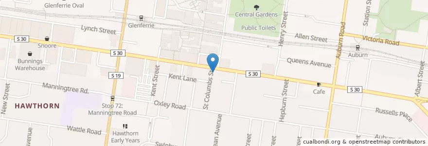 Mapa de ubicacion de Chaplin's office en أستراليا, ولاية فيكتوريا, City Of Boroondara.