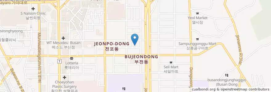 Mapa de ubicacion de 연운당 전포카페거리점 en Coreia Do Sul, Busan, 부산진구, 전포동.