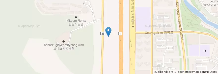 Mapa de ubicacion de 유치회관 (해장국) en 大韓民国, 京畿道, 盆唐区.