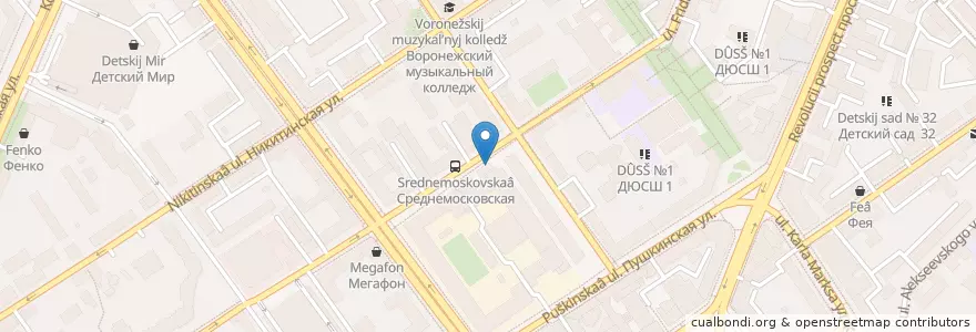 Mapa de ubicacion de Сбербанк en Russie, District Fédéral Central, Oblast De Voronej, Городской Округ Воронеж.