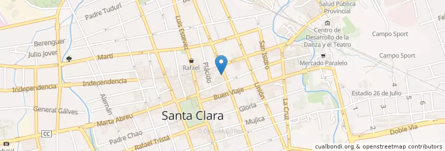 Mapa de ubicacion de Sabore Arte en 古巴, Villa Clara, Santa Clara, Ciudad De Santa Clara.
