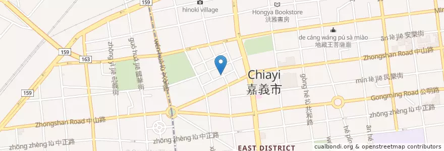 Mapa de ubicacion de 屋子裡有甜點 en 臺灣, 臺灣省, 嘉義市, 嘉義縣, 東區.