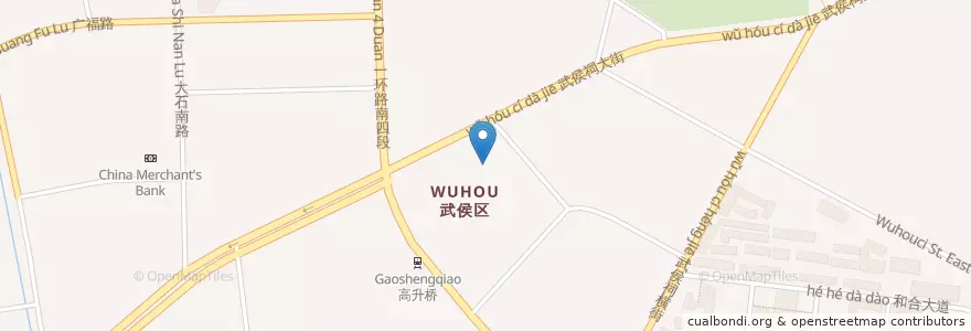 Mapa de ubicacion de 武侯区政府 en Cina, Sichuan, 成都市, 武侯区 (Wuhou).
