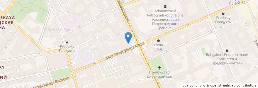 Mapa de ubicacion de MedClub en Russland, Föderationskreis Nordwest, Oblast Leningrad, Sankt Petersburg, Petrograder Rajon, Округ Кронверкское.