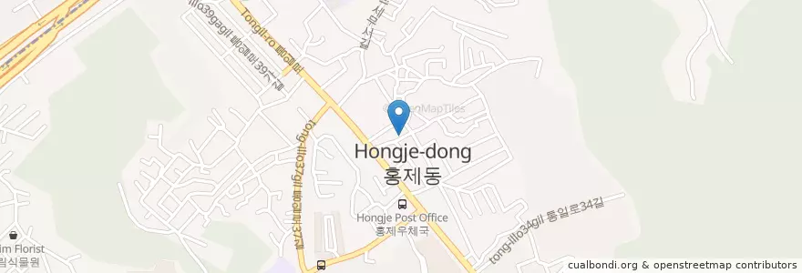 Mapa de ubicacion de 우동집 en Corea Del Sud, Seul, 서대문구, 홍제2동.
