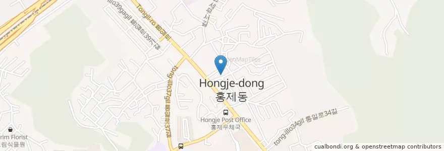 Mapa de ubicacion de 홍제동부대찌개 en Coreia Do Sul, Seul, 서대문구, 홍제2동.