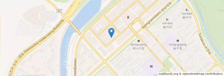 Mapa de ubicacion de 수내칡냉면 en 대한민국, 경기도, 분당구.