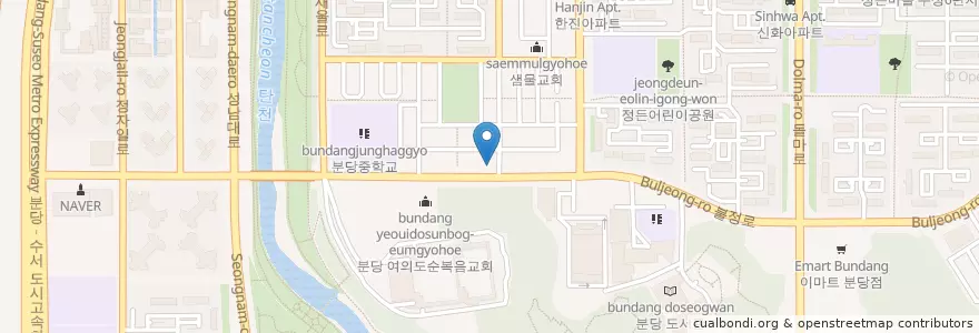 Mapa de ubicacion de 춘향골남원추어탕 en كوريا الجنوبية, 경기도, 분당구.