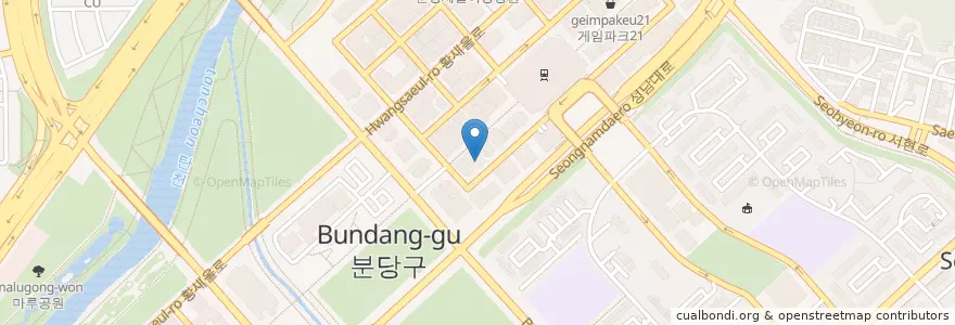 Mapa de ubicacion de 하남장 돼지집 en 韩国/南韓, 京畿道, 盆唐區.