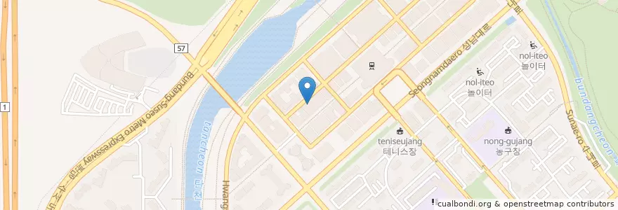 Mapa de ubicacion de 칸지고고 en South Korea, Gyeonggi-Do, Bundang-Gu.