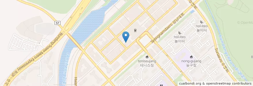 Mapa de ubicacion de STARBUCKS en 韩国/南韓, 京畿道, 盆唐區.