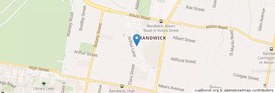 Mapa de ubicacion de Randwick Doctors Medical Centre en Australia, Nuovo Galles Del Sud, Sydney, Randwick City Council.