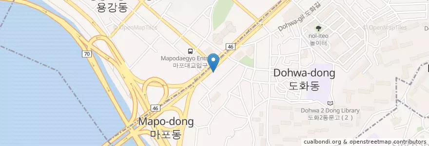 Mapa de ubicacion de 현래장 (지하1층 수타짜장 유니짜장) en Республика Корея, Сеул, 마포구, 도화동.