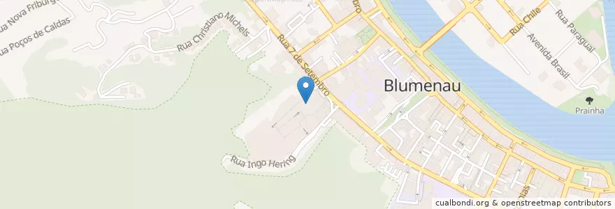 Mapa de ubicacion de Café da Praça en البَرَازِيل, المنطقة الجنوبية, سانتا كاتارينا, Região Geográfica Intermediária De Blumenau, Microrregião De Blumenau, بلوميناو.