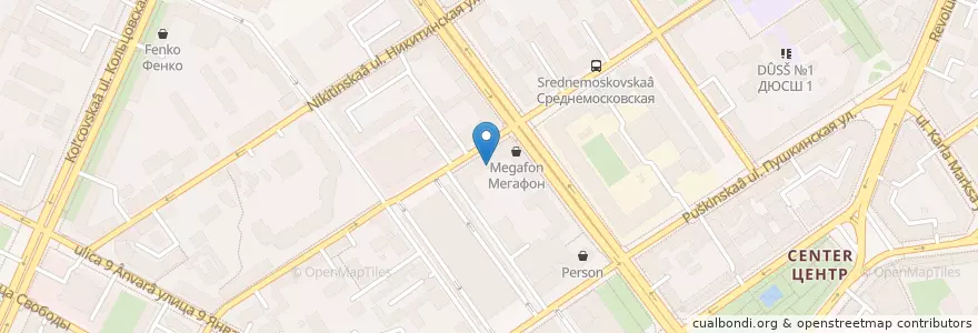 Mapa de ubicacion de Инвестбанк en ロシア, 中央連邦管区, Воронежская Область, Городской Округ Воронеж.