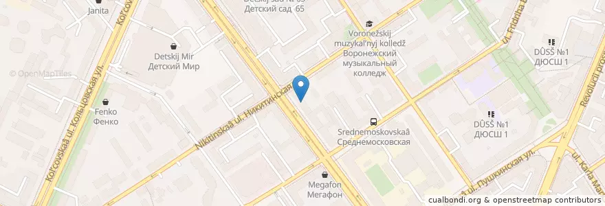 Mapa de ubicacion de Локобанк en روسيا, Центральный Федеральный Округ, فارونيش أوبلاست, Городской Округ Воронеж.