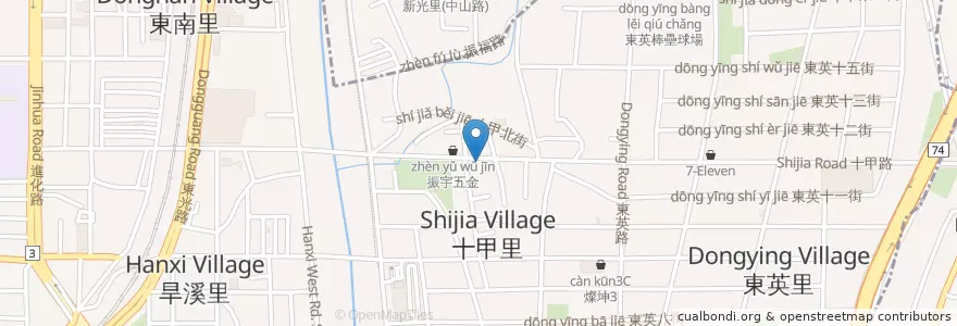 Mapa de ubicacion de 無名串燒坊 en 타이완, 타이중 시, 둥구.