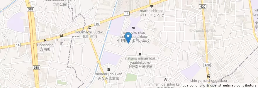 Mapa de ubicacion de 多田神社 en Japon, Tokyo, 中野区.