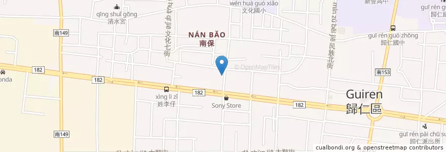 Mapa de ubicacion de 康是美 en 臺灣, 臺南市, 歸仁區.