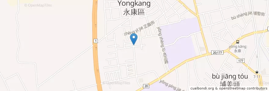 Mapa de ubicacion de 美而美 en Taiwan, 臺南市, 永康區.