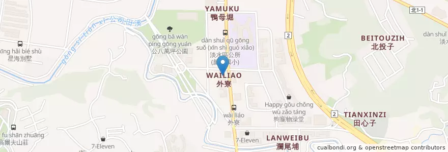 Mapa de ubicacion de 星巴克 en 台湾, 新北市, 淡水区.