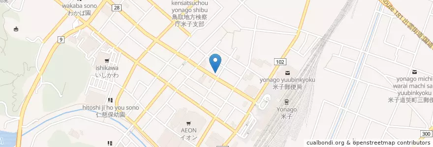 Mapa de ubicacion de 板根矯正歯科 en 日本, 鳥取県, 米子市.