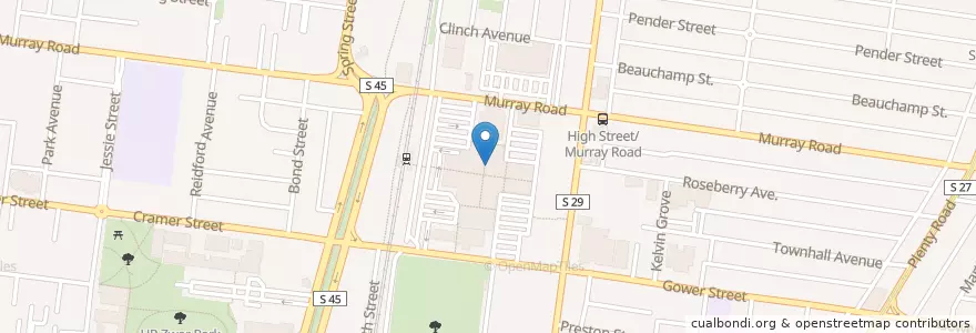 Mapa de ubicacion de Ishtar Borek and Falafel en Australie, Victoria, City Of Darebin.