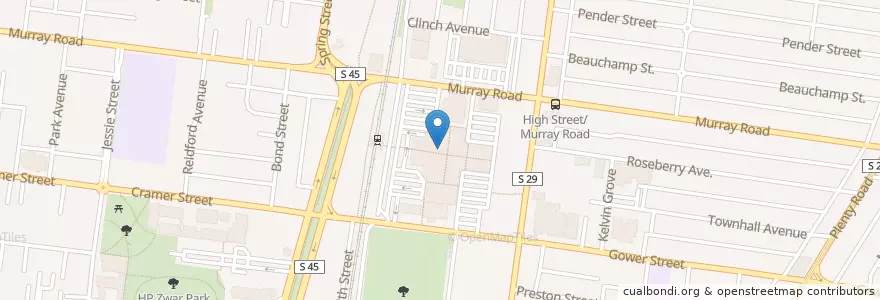 Mapa de ubicacion de Gringo Paella en Australië, Victoria, City Of Darebin.