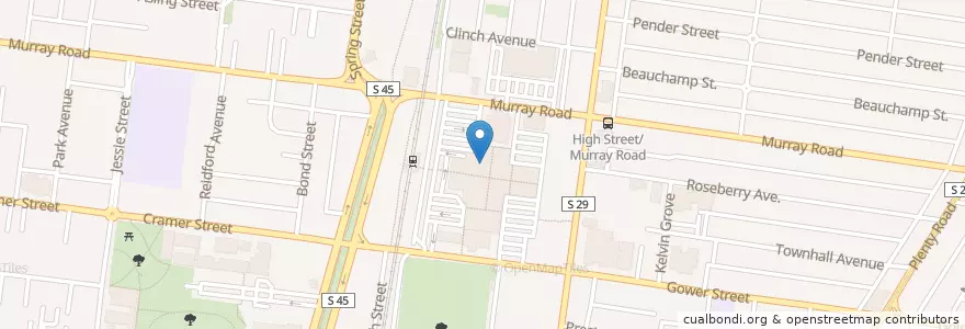 Mapa de ubicacion de El Alamo en Avustralya, Victoria, City Of Darebin.