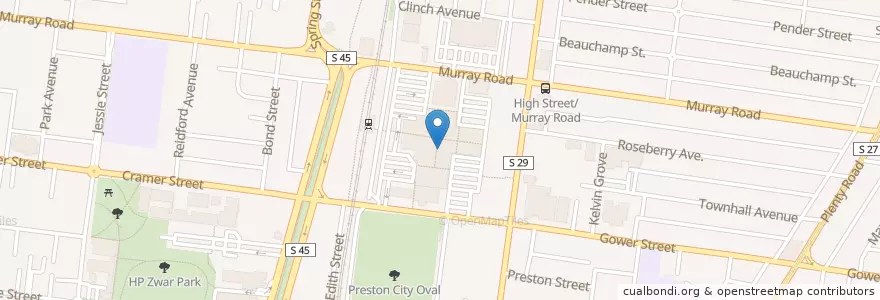 Mapa de ubicacion de Julie Take Away en استرالیا, Victoria, City Of Darebin.