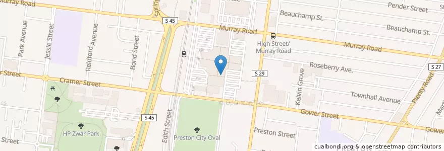 Mapa de ubicacion de Vinnies Half Price Pizza en Австралия, Виктория, City Of Darebin.