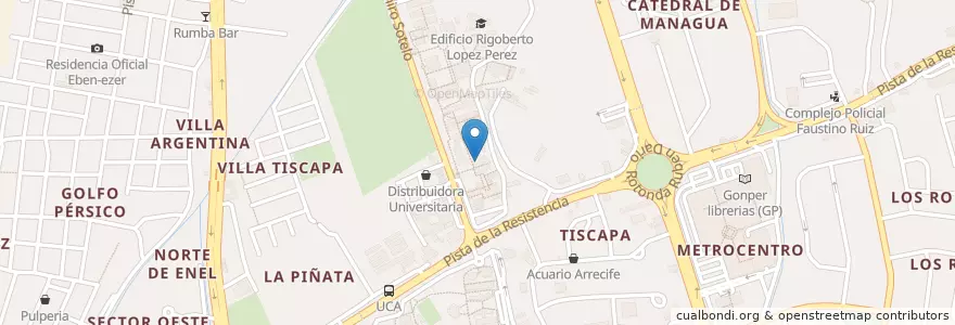 Mapa de ubicacion de Facultad de Arquitectura (FARQ) en 尼加拉瓜, Departamento De Managua, Managua (Municipio).