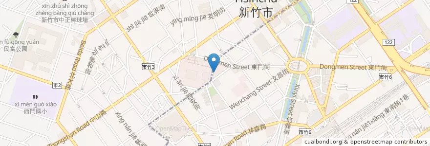 Mapa de ubicacion de 阿姨炒飯麵攤 en Тайвань, Тайвань, Синьчжу.