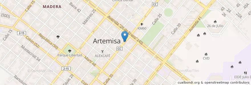 Mapa de ubicacion de Cafetería el millar en Küba, Artemisa, Artemisa, Ciudad De Artemisa.