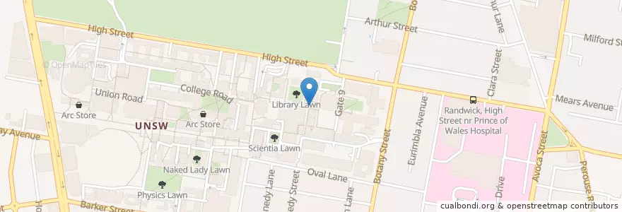 Mapa de ubicacion de BiBlio en Australia, New South Wales, Sydney, Randwick City Council.
