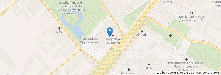 Mapa de ubicacion de TGI Fridays en Rusland, Centraal Federaal District, Moskou, Центральный Административный Округ, Район Хамовники.