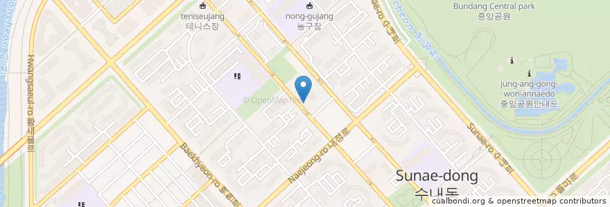 Mapa de ubicacion de 국수나무 en 韩国/南韓, 京畿道, 盆唐區.