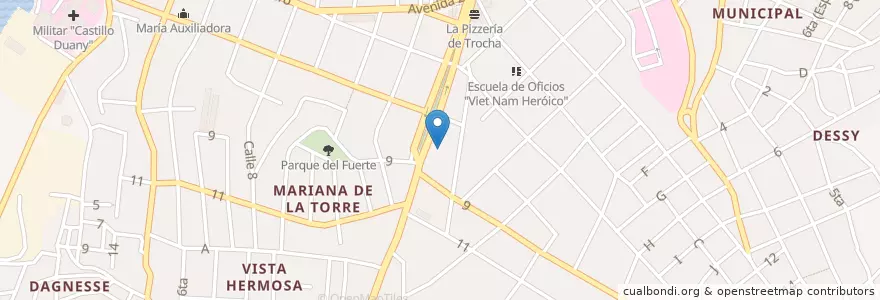 Mapa de ubicacion de Esc. Primaria "Horacio Rdguez. Hndz." en キューバ, Santiago De Cuba, Santiago De Cuba, Ciudad De Santiago De Cuba.
