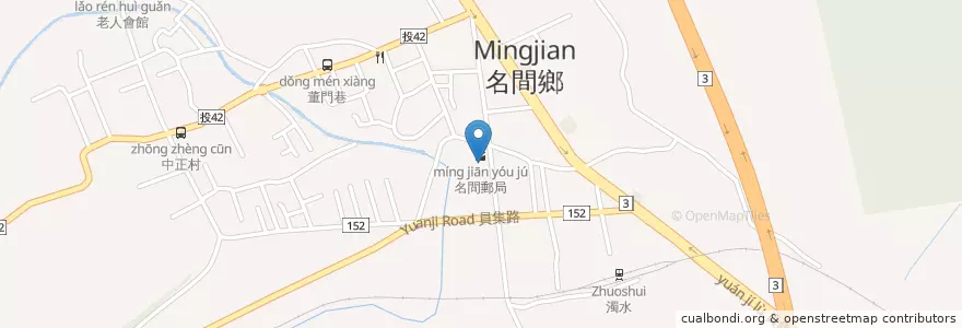 Mapa de ubicacion de 金喬巴複合式牛排簡餐 en Taiwán, Provincia De Taiwán, Condado De Nantou, 名間鄉.