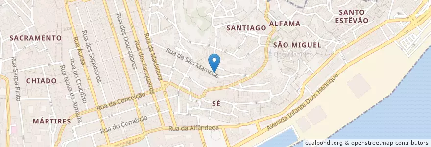 Mapa de ubicacion de Associação do Fado Casto en Portugal, Lissabon, Großraum Lissabon, Lissabon, Santa Maria Maior.