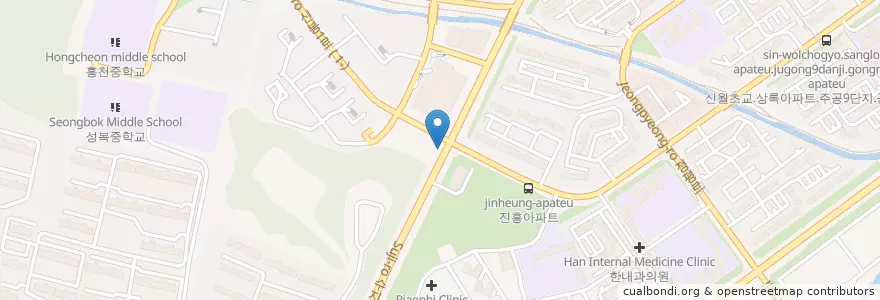 Mapa de ubicacion de 신봉파출소 en کره جنوبی, گیونگی-دو, 용인시, 수지구.