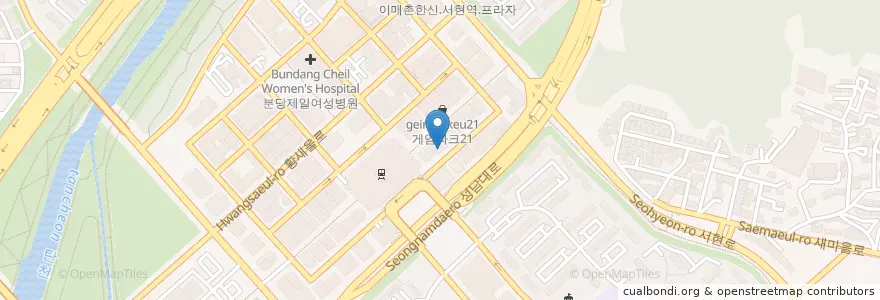 Mapa de ubicacion de 분당백화점약국 (연중무휴) en Südkorea, Gyeonggi-Do, 분당구.