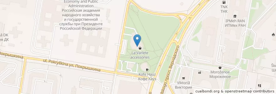 Mapa de ubicacion de IL Патио en Rusia, Distrito Federal Central, Москва, Западный Административный Округ, Район Тропарёво-Никулино.