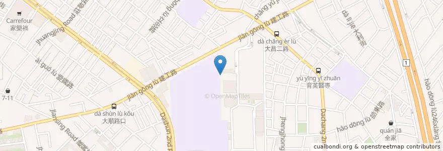 Mapa de ubicacion de 高應大圖書館 en تايوان, كاوهسيونغ, 三民區.