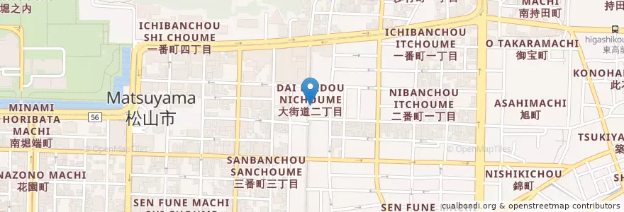 Mapa de ubicacion de 吉野家 en 日本, 爱媛县, 松山市.